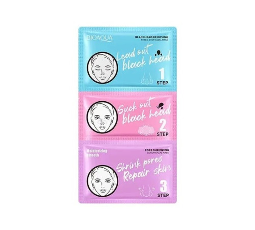 Маска для носа BIOAQUA 3 в 1 для видалення чорних цяток 3*7 г