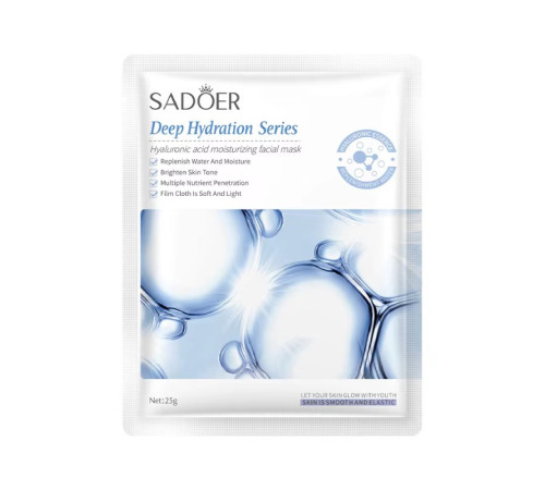 Тканинна маска для обличчя SADOER Hyaluronic Acid інтенсивне зволоження 25 г