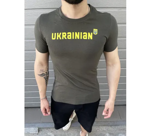 Футболки з патріотичними принтами Футболка чоловіча "Ukrainian" Intruder хакі