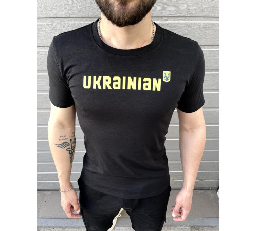 Футболки з патріотичними принтами Футболка чоловіча "Ukrainian" Intruder чорна
