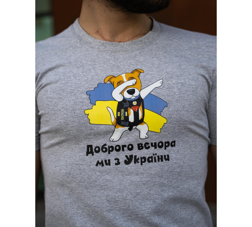Футболки з патріотичними принтами Футболка сіра "Патрон" вел пр.