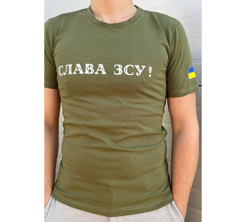 Футболки з патріотичними принтами Футболка Слава ЗСУ хакі