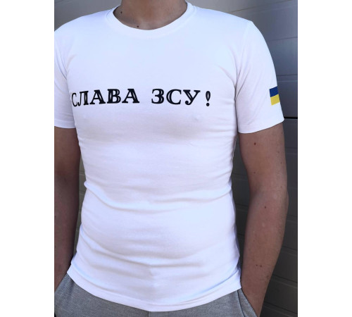 Футболки з патріотичними принтами Футболка Слава ЗСУ біла