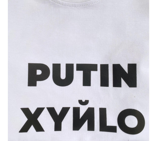 Футболки з патріотичними принтами Футболка чоловіча "Putin Xyйlo" Intruder біла