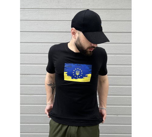 Футболки з патріотичними принтами Футболка з прапором UA та EU великий принт