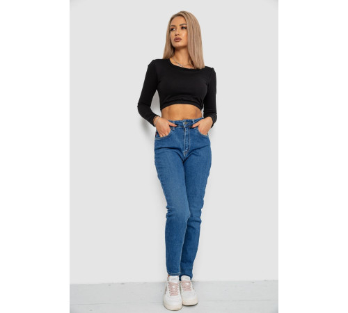 Джинси жіночі Mom-fit стрейч, колір синій, 244R1134