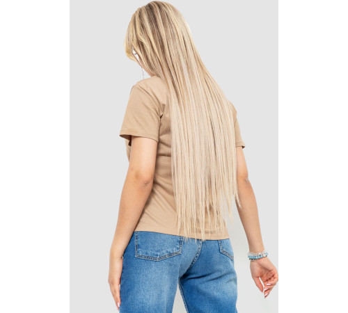 Футболка жіноча з принтом, колір бежевий, 221R3008-1