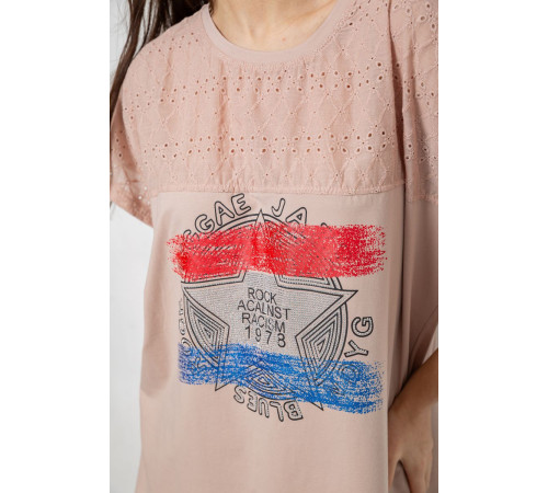 Футболка жіноча з принтом, колір бежевий, 244RW532