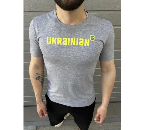 Футболки з патріотичними принтами Футболка чоловіча "Ukrainian" Intruder сіра