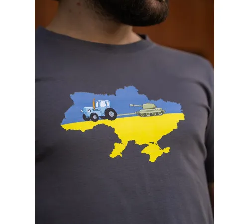 Футболки з патріотичними принтами Футболка темно-сіра "T3" вел пр.