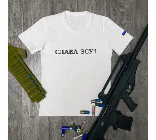 Футболки з патріотичними принтами Футболка Слава ЗСУ біла