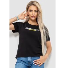 Футболка жіноча з принтом, колір чорний, 221R3008-1