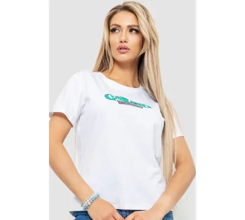 Футболка жіноча з принтом, колір білий, 221R3008-1