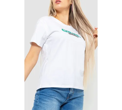 Футболка жіноча з принтом, колір білий, 221R3008-1